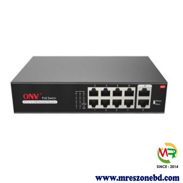 ONV-H1108PSD 8 Port PoE Switch with 2 Uplink for CCTV in Bangladesh