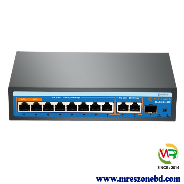 Eurovisin EV-G0821GB-C 8 Port Gigabit PoE Switch with 1 SFP Fiber Port