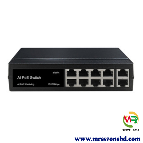 Genata GNT-P9210ES 8 Port PoE + 2 Uplink Network Switch